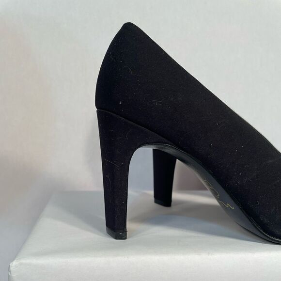 NINA BLACK COMPOSITION LEATHER PUMPS WITH 3.5” HEEL EUC - Picture 4 of 7